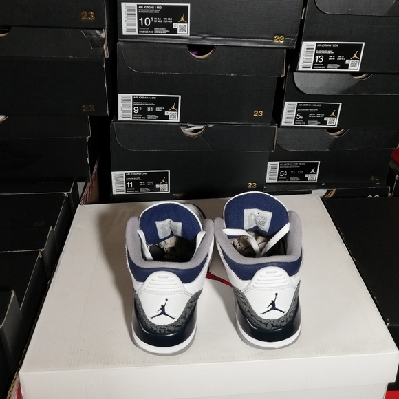 AIR JORDAN 3 RETRO MIDNIGHT CEMENT KIDS US SIZE 13C GREAT COND "USED ITEM NO BOX - Picture 6 of 10